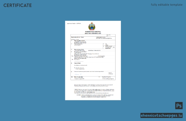 Nordmazedonische Sterbeurkunde – Beispielansicht als Word- und PDF-Datei